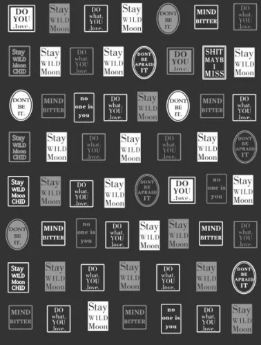 Nagelsticker - Aufkleber selbstklebend - Nail Sticker - Weiss Silber Oval Wörter Sprüche